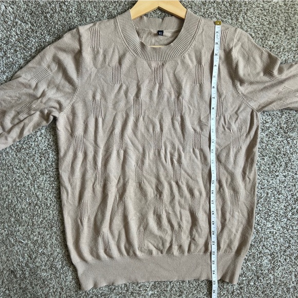 Cream Tan Crew Neck Sweater Lightweight Knit Casual Neutral Soft Comfy XL - Picture 6 of 6